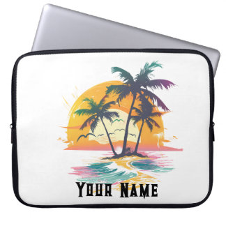Tropische zonsondergang vibes - Palmbomen & Strand Laptop Sleeve