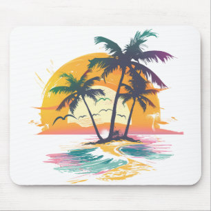 Tropische zonsondergang vibes - Palmbomen & Strand Muismat