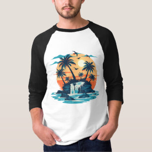 Tropische Zonsondergang Waterval Grafische T-Shirt