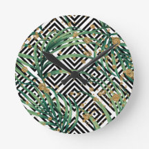 Tropische zwart-wit geometrie goud glitter