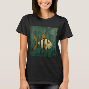 Tropische zwarte en gele gestreepte vis t-shirt