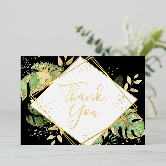 Tropische zwarte & gouden geometrische kaart Harte (Staand Voorkant)