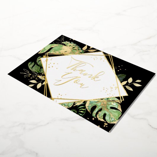 Tropische zwarte & gouden geometrische kaart Harte (Gedraaid)