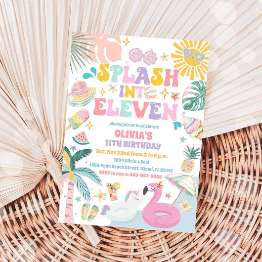 Tropische zwembad verjaardagsuitnodiging kaart