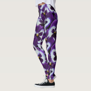 Trossen Paarse Witte Viooltjes: Harmonieuze Gratie Leggings