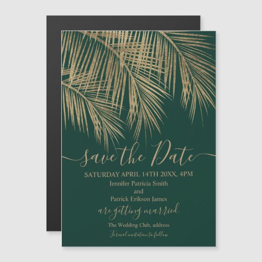 Trotropisch groen met goudpalm, behalve de datum (Voorkant / Achterkant)