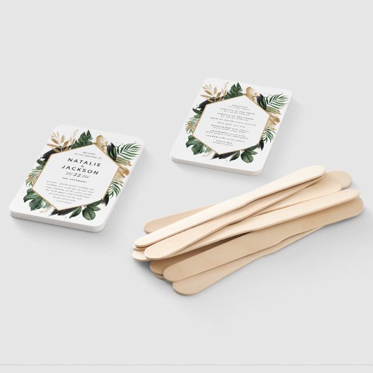 Trotropische bruiloft met geblazen naaldhout handwaaier (Niet-gemonteerd)