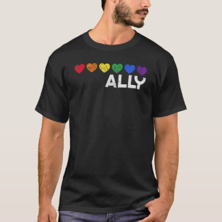 Trots Ally Hart Gelijkheid LGBTQ Regenboog Vlag Ga T-shirt