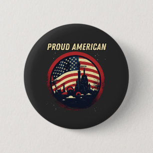 Trots Amerikaans, Amerikaanse vlag Ronde Button 5,7 Cm