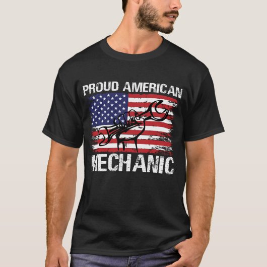 Trots Amerikaans mechanisch ontwerp T-shirt (Voorkant)