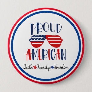 Trots Amerikaanse knoop - Rood Wit Blauw Patriotti Ronde Button 4,0 Cm