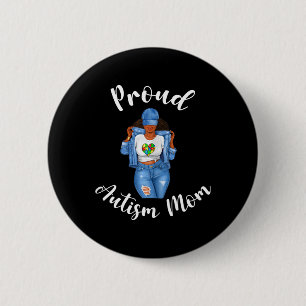 Trots Autisme Moeder Afrikaans Amerikaans Zwart Mo Ronde Button 5,7 Cm