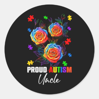 Trots Autisme Oom Roos Bloemen en Puzzels Autisme Ronde Sticker