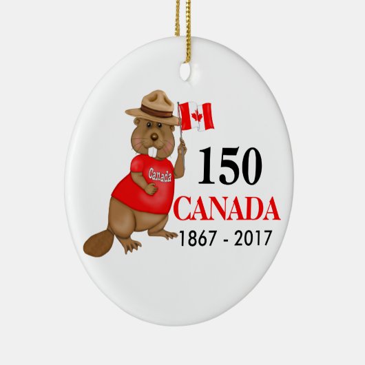 Trots Canadian Beaver 150 Jubileum Keramisch Ornament (Rechts)