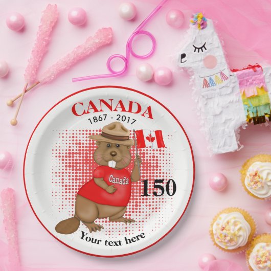 Trots Canadian Beaver 150 Jubileum Papieren Bordje (Feest)