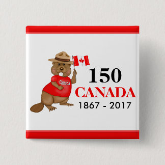 Trots Canadian Beaver 150 Jubileum Vierkante Button 5,1 Cm