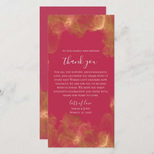 Trots Elegant Goud Magenta Aanpasbare Trouwdag Bedankkaart (Voorkant / Achterkant)