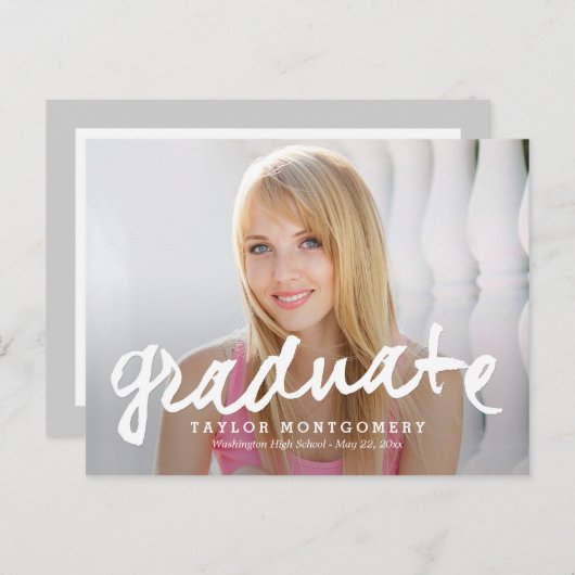 Trots geborstelde Afstuderen aankondiging / uitnod (Voorkant / Achterkant)