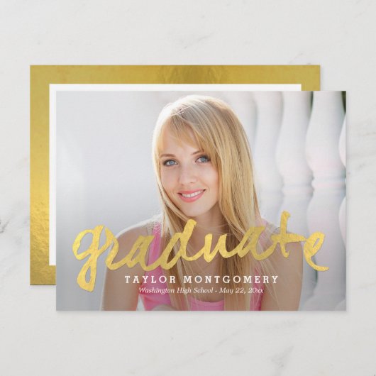 Trots geborstelde Afstuderen aankondiging / uitnod (Voorkant / Achterkant)