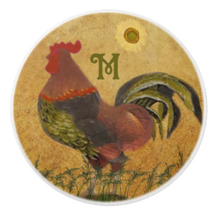 Trots Land Rooster Monogram Lade Keramische Knop