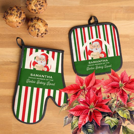 Trots lid Santa's Baking Squad Baker Kerstmis Ovenwant & Pannenlap Set
