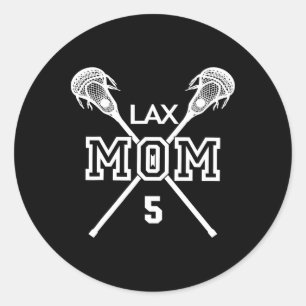 Trots Liefde Lacrosse Mom #5 Lax Speler Nummer 5 M Ronde Sticker