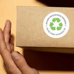 trots met gerecyclede verpakkingen verzenden eco ronde sticker