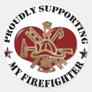 Trots mijn brandweerman te steunen ronde sticker