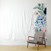 Trots Navy Bloesem Huwelijk Achtergrond Fotobooth Wandkleed (In Situ (horizontaal))