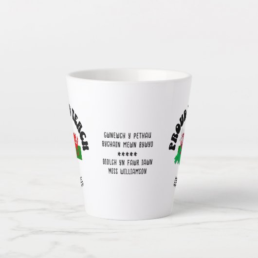 TROTS OM CYMRAEG Welsh leraar waardering TE LEREN Latte Mok (Voorkant)