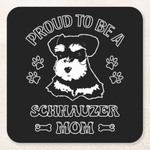 Trots om een Schnauzer moeder te zijn Vierkante Kartonnen Onderzetter