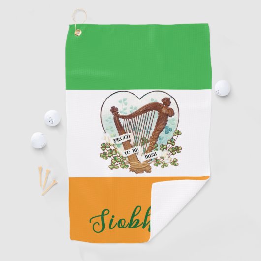Trots om Iers Harp en Shamrock Custom te zijn Golfhanddoek (Insitu)