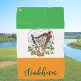 Trots om Iers  Harp en Shamrock Custom te zijn Golfhanddoek