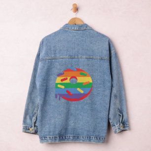 Trots op de LGBT-gemeenschap. Regenboogdonut Denim Jacket