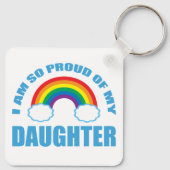 Trots op mijn dochter Rainbow Gay Pride Ouder Sleutelhanger (Achterkant)