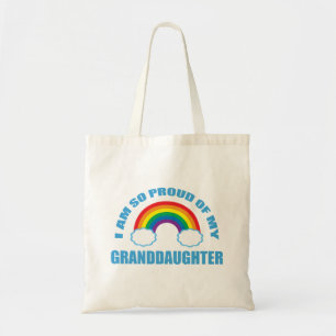 Trots op mijn kleindochter Rainbow Grandparent Tote Bag