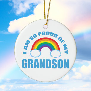 Trots op mijn kleinzoon Rainbow Christmas Keramisch Ornament