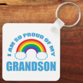 Trots op mijn kleinzoon Rainbow grootouders Sleutelhanger (Achterkant)