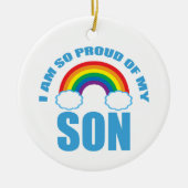Trots op mijn zoon Rainbow Gay Pride Kerstmis Keramisch Ornament (Voorkant)