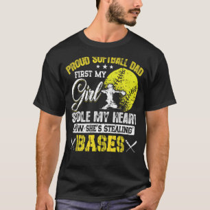 Trots Softball Papa Meisje Stole Mijn Hart Softbal T-shirt