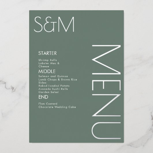 Trots Uitgevoerde Zilveren Huwelijksmenu Kaarten (Voorkant)