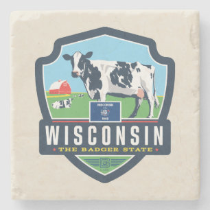 trots van de staat Wisconsin 2 Stenen Onderzetter