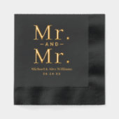 Trots Zwart en Goud Mr en Mr Huwelijk Folie Servetten (Voorkant)
