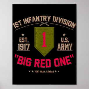 Trotse 1e Infanterie Divisie US Veteraan Big 1 Red Poster