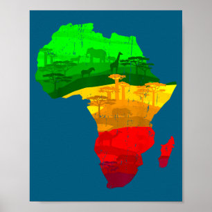 Trotse Afrika kaart groen geel rood Afrikaanse tro Poster