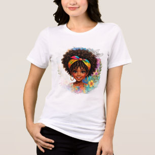 Trotse Afro Meisje Lieve Diversiteit & Zelfliefd Tri-Blend Shirt