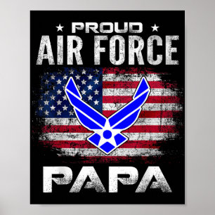 Trotse Air Force Papa met Amerikaanse vlag cadeau Poster