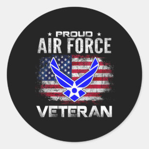 Trotse Air Force veteraan met Amerikaanse vlag cad Ronde Sticker