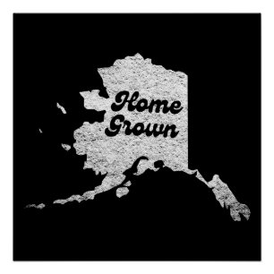 trotse Alask State home grown Kaart Overzicht Rock Perfect Poster