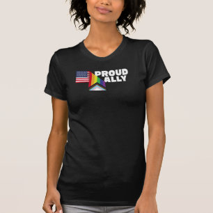 Trotse Ally en Trotse Patriot USA Vlag LGBT Homo L T-shirt